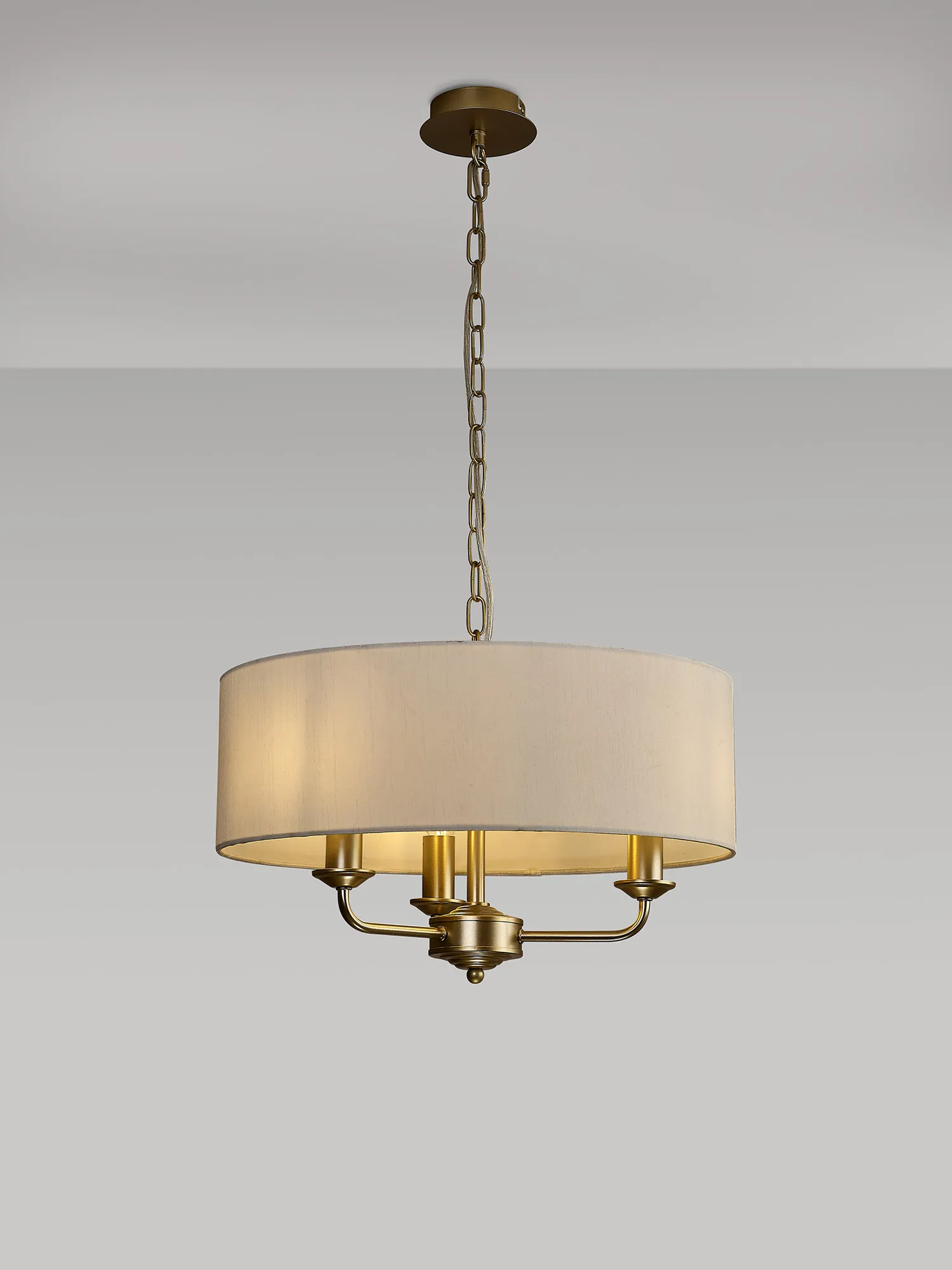 Banyan 45cm 3 Light Pendant Champagne Gold; White DK0941  Deco Banyan CG WH